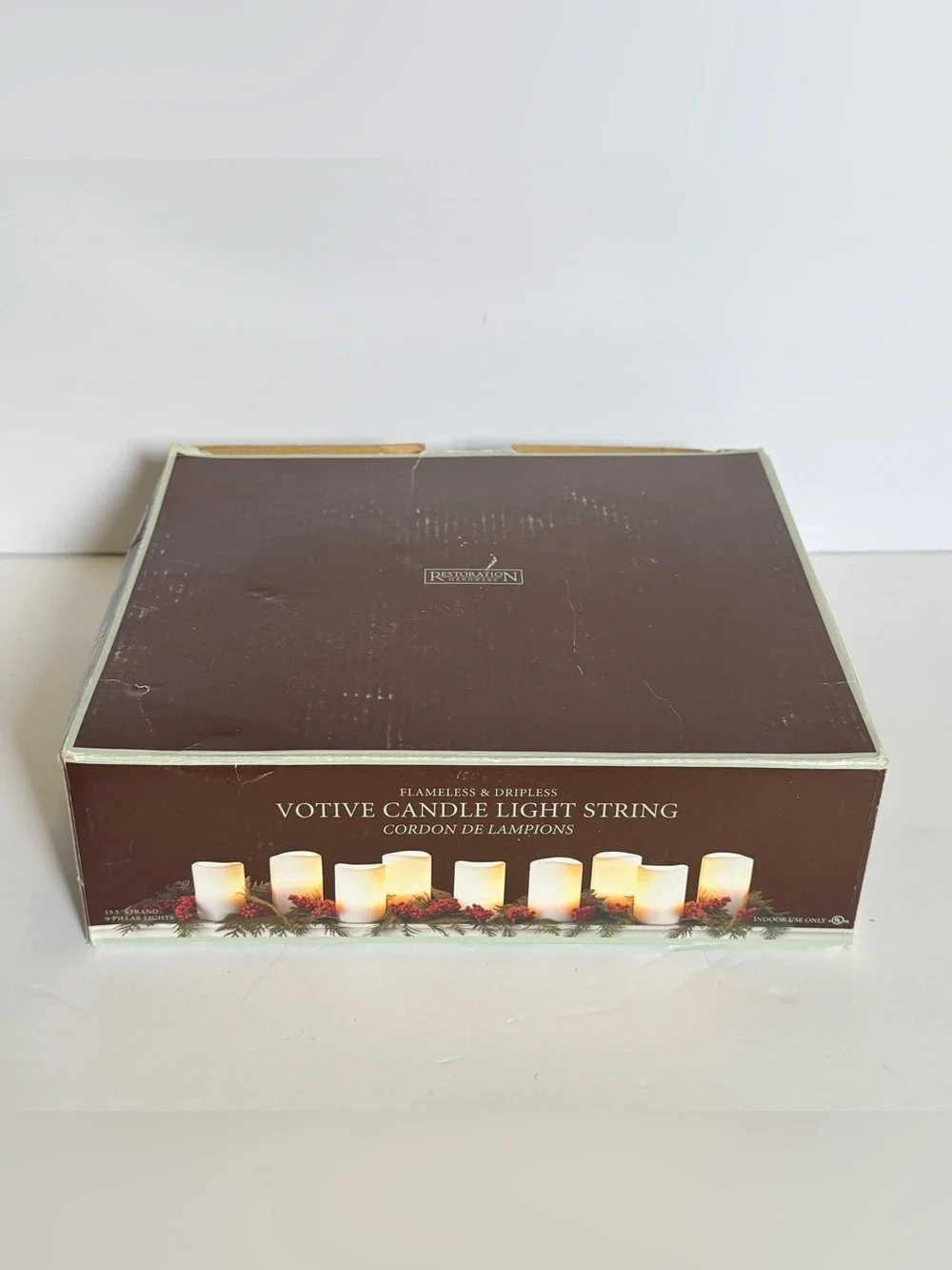 Restoration Hardware Flameless Votive String Lights 9 Pillars Christmas Holiday